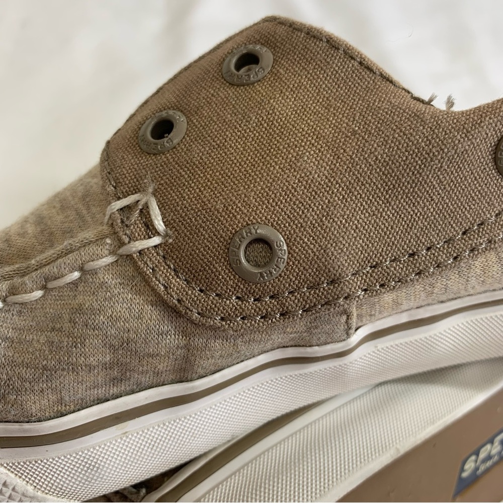 SPERRY TOPSIDERS taupe STS97573 flats Boat Shoes canvas and cotton Women’s 8.5 - Picture 15 of 16